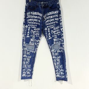 American Bazi Womens Graffiti Jeans Size Small High Rise Distressed Denim Pants